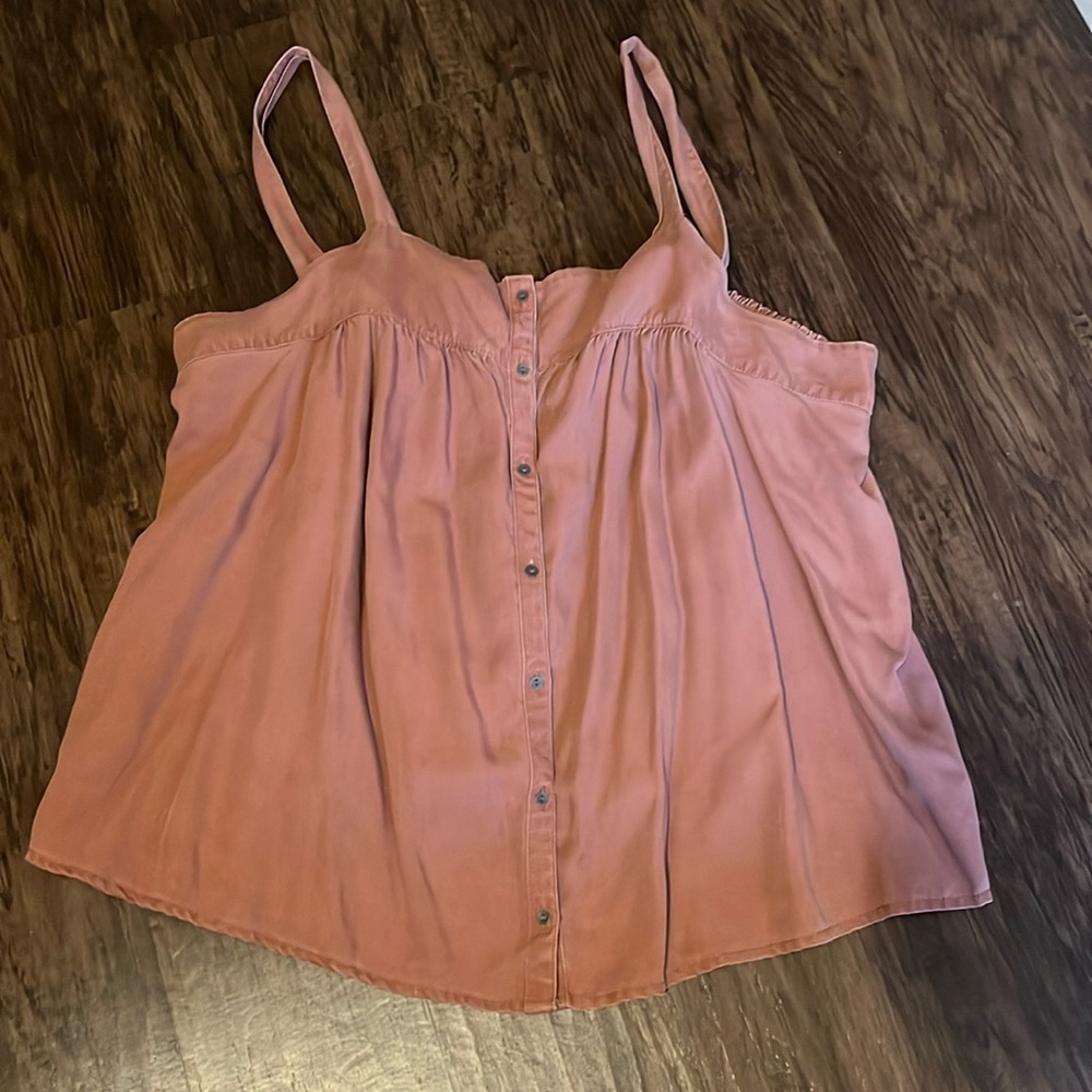 Garment-Dyed Button-Front No-Peek Cami Top